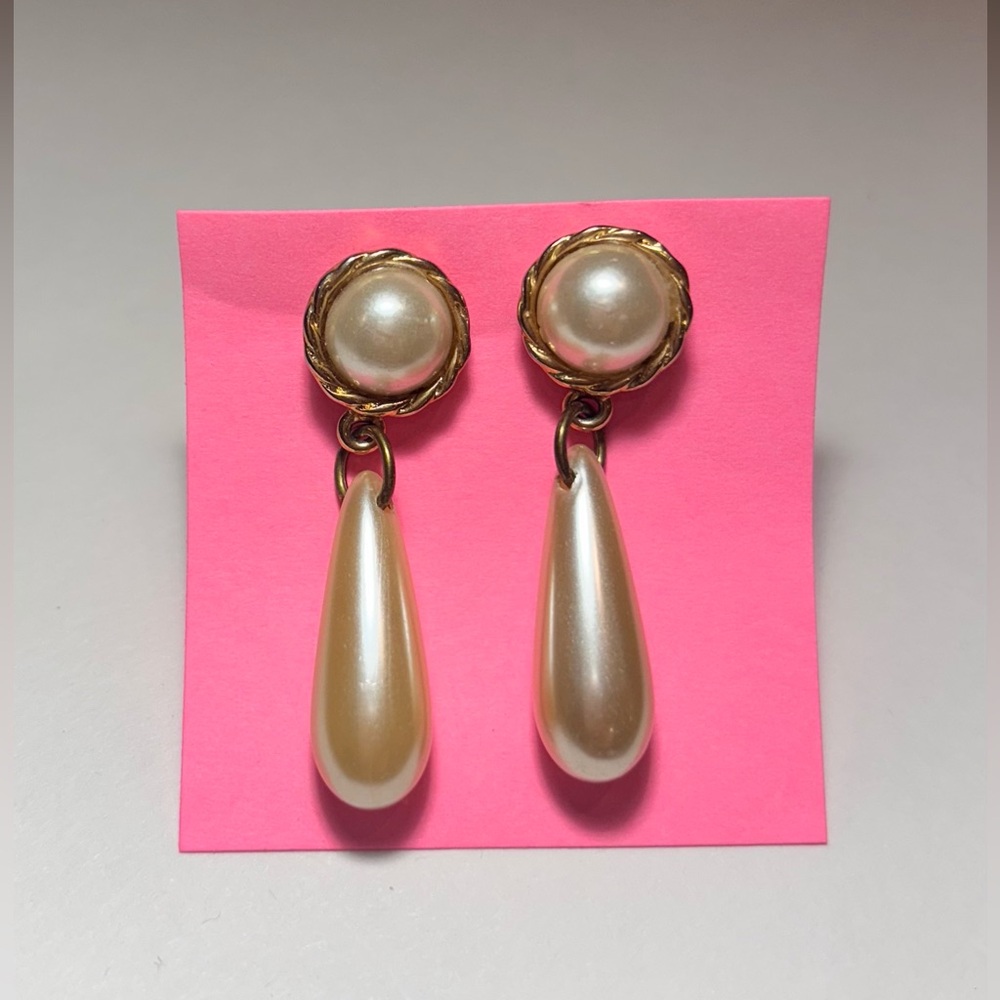 Two Pearl Dangle Earrings